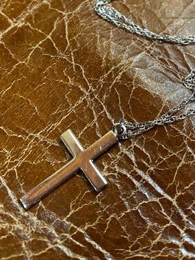 925 Sterling Silver cross necklace on 16” chain